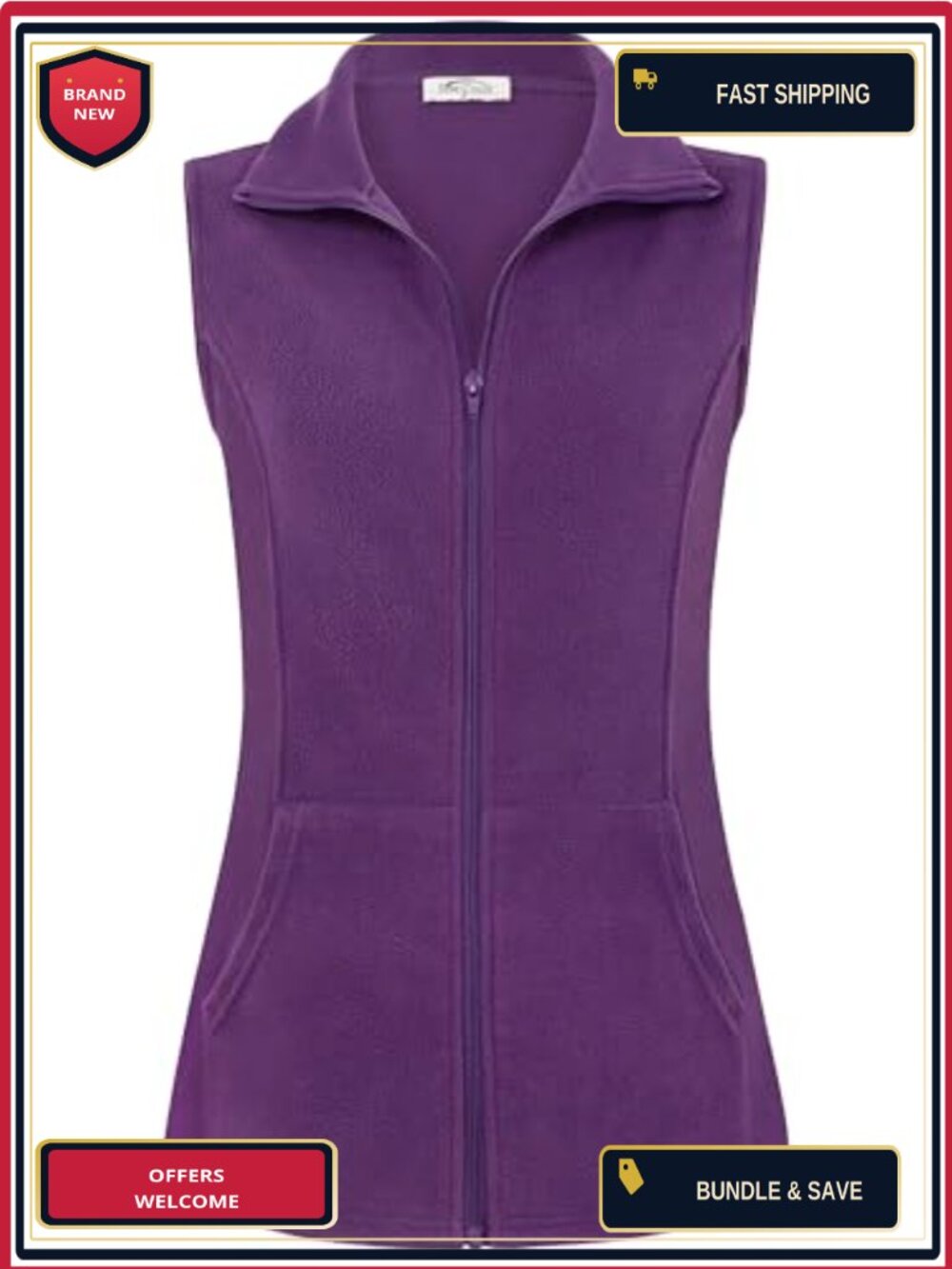 Lightweight Zip Up Fleece Vest with Pockets Sleeveless Women's Outerwear